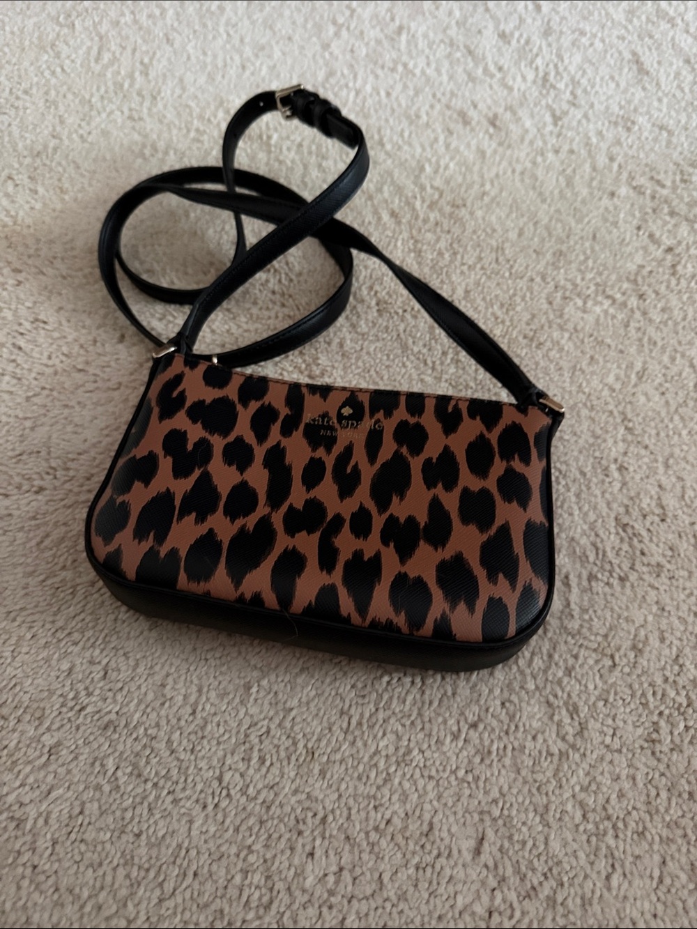 kate spade Leopard-Print Leather Crossbody in Brown and Black